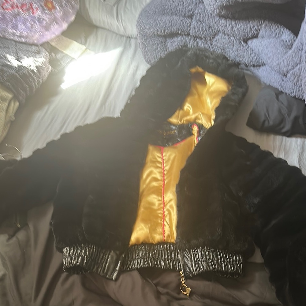 Baby Phat Gold and Black Teddy Jacket